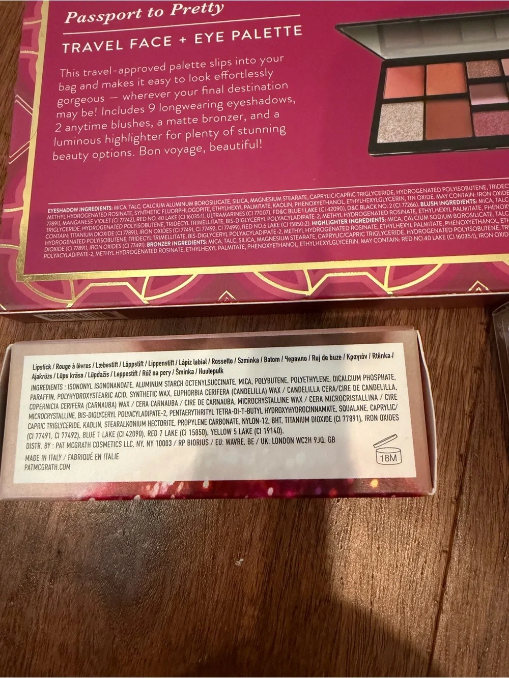 Laura Geller Palette, Pat McGrath lipstick, tir tir lip, eye brush